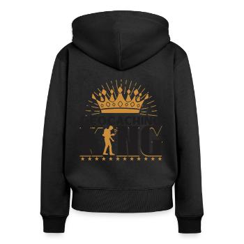 Roi du géocaching - Sweat à capuche zippé Premium bio Femme - noir - Dos - Julia (174cm)