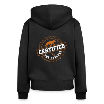 Cadeaux de chasse au renard - Sweat à capuche zippé Premium bio Femme - noir - Dos - Julia (174cm)