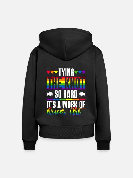 Gay Pride Hochzeit Homo-Ehe - Frauen Premium Bio Zip Hoodie - Schwarz