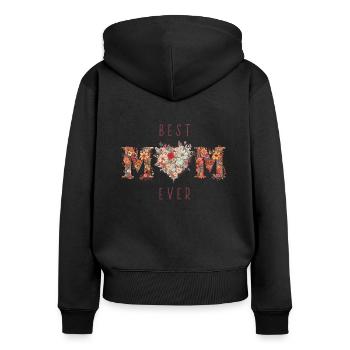Beste Mama Der Welt Muttertag Super Mama - Frauen Premium Bio Zip Hoodie - Schwarz - Hinten - Julia (174cm)