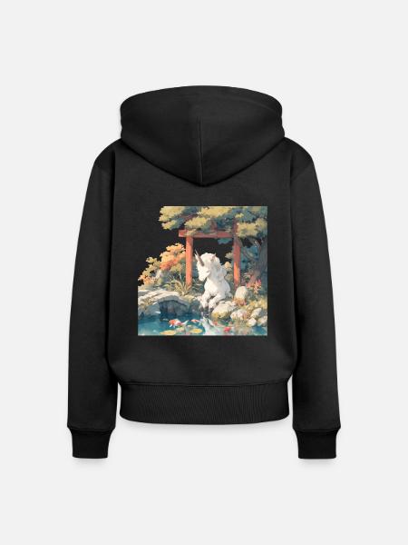 Einhorn Kawaii Japanisch - Frauen Premium Bio Zip Hoodie - Schwarz