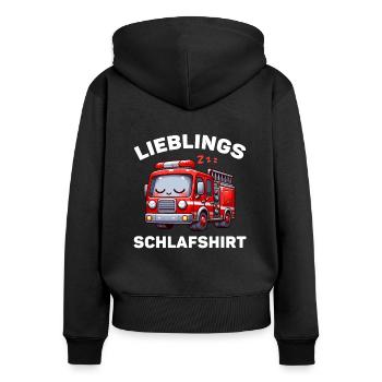 Lieblings Schlafshirt Feuerwehr Jungen Kinder - Frauen Premium Bio Zip Hoodie - Schwarz - Hinten - Julia (174cm)