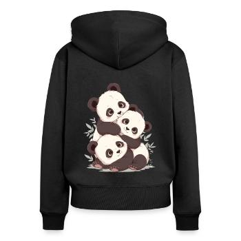Panda Bear Cub Japanese Panda - Women's Premium Organic Zip Hoodie - black - Back - Julia (174cm)