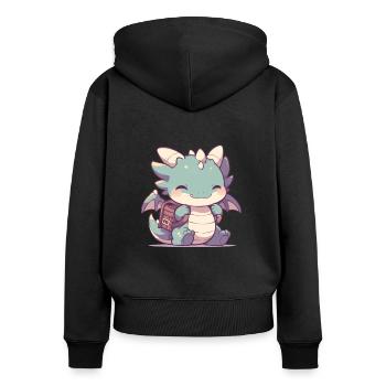 Dragon Schulranzen Dragon Kids - Frauen Premium Bio Zip Hoodie - Schwarz - Hinten - Julia (174cm)