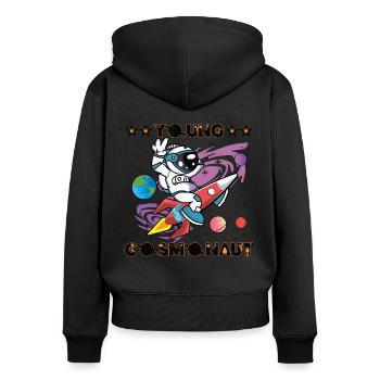 Jeune cosmonaute - Sweat à capuche zippé Premium bio Femme - noir - Dos - Julia (174cm)