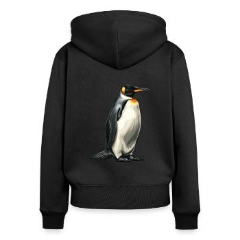 Pinguin Kawaii Pinguin Niedlich - Frauen Premium Bio Zip Hoodie - Schwarz - Hinten - Julia (174cm)