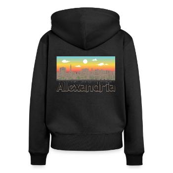 Alexandria - Frauen Premium Bio Zip Hoodie - Schwarz - Hinten - Julia (174cm)