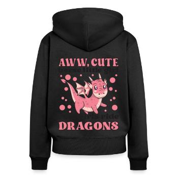 cute horse little girl real girls ride dragons - Women's Premium Organic Zip Hoodie - black - Back - Julia (174cm)