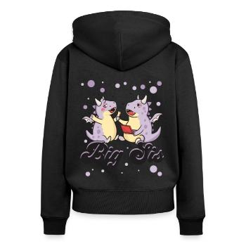 Große Schwester - Frauen Premium Bio Zip Hoodie - Schwarz - Hinten - Julia (174cm)