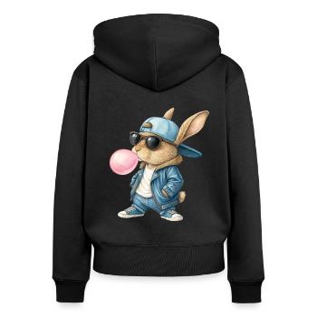 Cool Bunny Easter Bunny Bunny Rabbit Kids - Women's Premium Organic Zip Hoodie - black - Back - Julia (174cm)