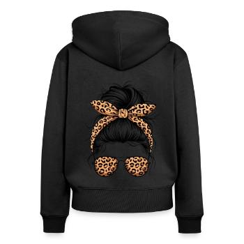 Cool Mom Life Messy Bun Mama Muttertag - Frauen Premium Bio Zip Hoodie - Schwarz - Hinten - Julia (174cm)
