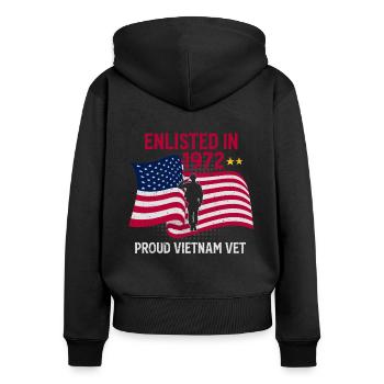Vietnam Veteran - Women's Premium Organic Zip Hoodie - black - Back - Julia (174cm)