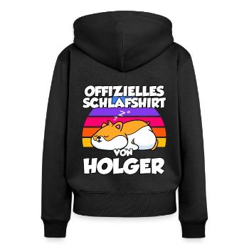Chemise de nuit officielle par Holger - Sweat à capuche zippé Premium bio Femme - noir - Dos - Julia (174cm)
