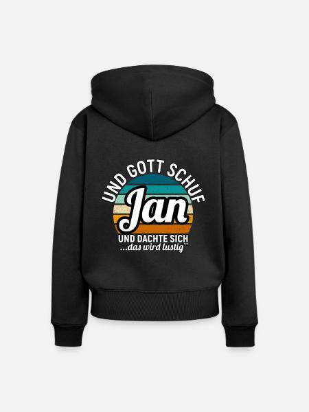 Jan - Frauen Premium Bio Zip Hoodie - Schwarz