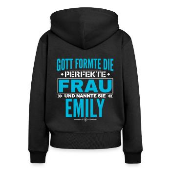 Emily Name Design - Frauen Premium Bio Zip Hoodie - Schwarz - Hinten - Julia (174cm)