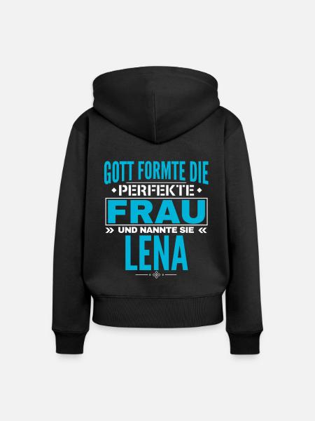 Lena Name Design - Frauen Premium Bio Zip Hoodie - Schwarz