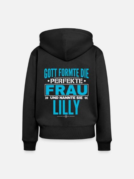 Lilly Name Design - Frauen Premium Bio Zip Hoodie - Schwarz