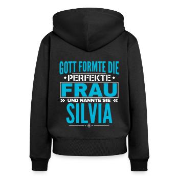 Silvia Name Design - Women's Premium Organic Zip Hoodie - black - Back - Julia (174cm)