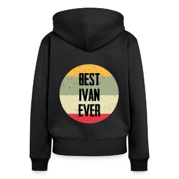 Best Ivan Ever - Frauen Premium Bio Zip Hoodie - Schwarz - Hinten - Julia (174cm)