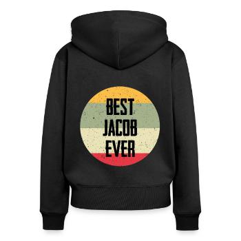 Best Jacob Ever - Frauen Premium Bio Zip Hoodie - Schwarz - Hinten - Julia (174cm)