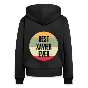 Le meilleur Xavier de tous les temps - Sweat à capuche zippé Premium bio Femme - noir - Dos - Julia (174cm)