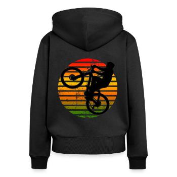 Wheelie Cyclisme Cadeau - Sweat à capuche zippé Premium bio Femme - noir - Dos - Julia (174cm)