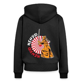 Kendo - Sweat à capuche zippé Premium bio Femme - noir - Dos - Julia (174cm)