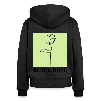 KÜNSTLERISCHER SCHWARZE ROSE PRINT - Frauen Premium Bio Zip Hoodie - Schwarz - Hinten - Julia (174cm)