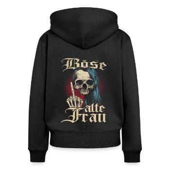 Böse Alte Frau - Frauen Premium Bio Zip Hoodie - Schwarz - Hinten - Julia (174cm)