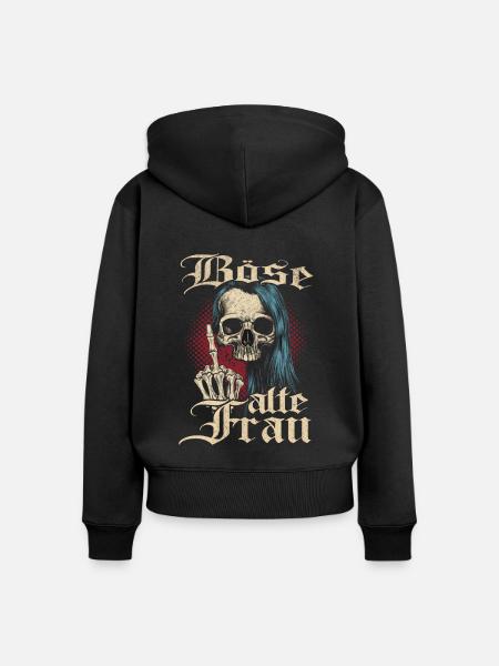 Böse Alte Frau - Frauen Premium Bio Zip Hoodie - Schwarz