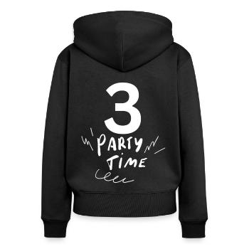 3 - Frauen Premium Bio Zip Hoodie - Schwarz - Hinten - Julia (174cm)