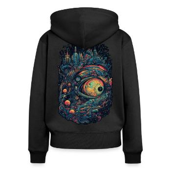 Trippy Explosion - Psychedelic Motif - Women's Premium Organic Zip Hoodie - black - Back - Julia (174cm)