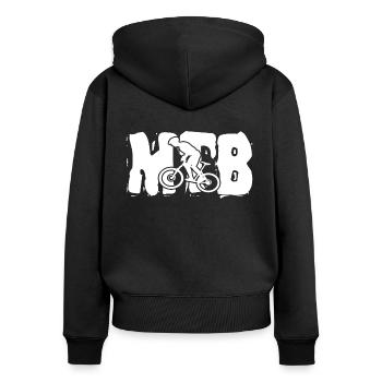 Mountainbike - Frauen Premium Bio Zip Hoodie - Schwarz - Hinten - Julia (174cm)
