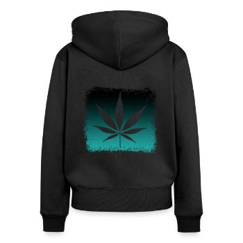 Ganja Weed Kiffen - Frauen Premium Bio Zip Hoodie - Schwarz - Hinten - Julia (174cm)