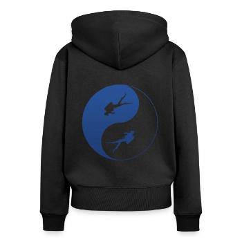 Tauchen - Frauen Premium Bio Zip Hoodie - Schwarz - Hinten - Julia (174cm)