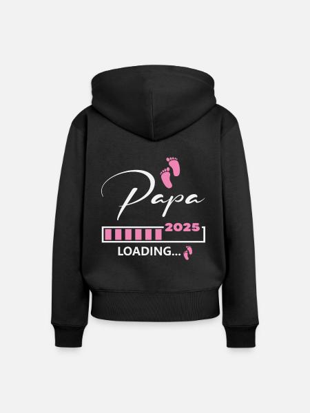 Papa 2025 loading - Frauen Premium Bio Zip Hoodie - Schwarz