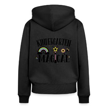 La maternelle est magique - Jardin d'enfants - Sweat à capuche zippé Premium bio Femme - noir - Dos - Julia (174cm)