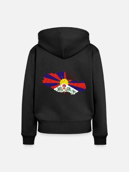 Tibet - Frauen Premium Bio Zip Hoodie - Schwarz