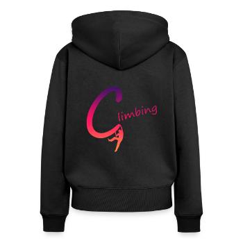 Climbing Klettern - Frauen Premium Bio Zip Hoodie - Schwarz - Hinten - Julia (174cm)