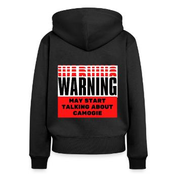 Warning may start talking about camogie. - Women's Premium Organic Zip Hoodie - black - Back - Julia (174cm)