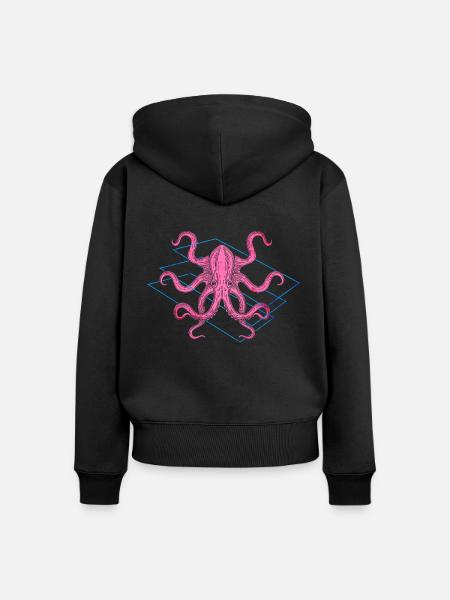 Farbiger Oktopus - Frauen Premium Bio Zip Hoodie - Schwarz