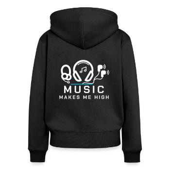 music - Sweat à capuche zippé Premium bio Femme - noir - Dos - Julia (174cm)