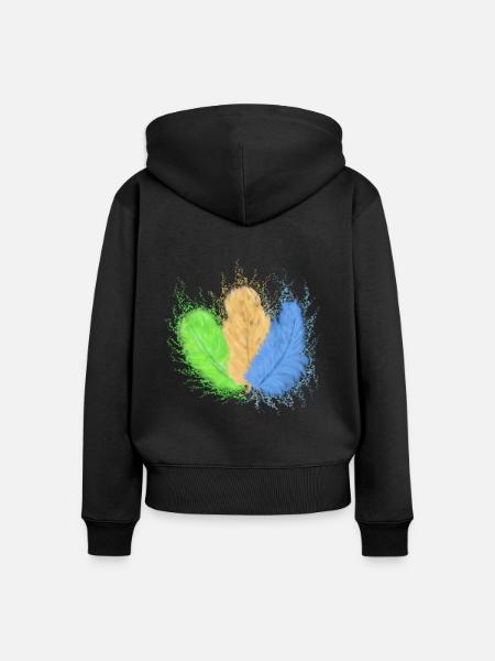 Federn, bunt gemischt - Frauen Premium Bio Zip Hoodie - Schwarz