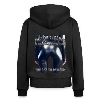 La moto est la plus belle chose - Sweat à capuche zippé Premium bio Femme - noir - Dos - Julia (174cm)