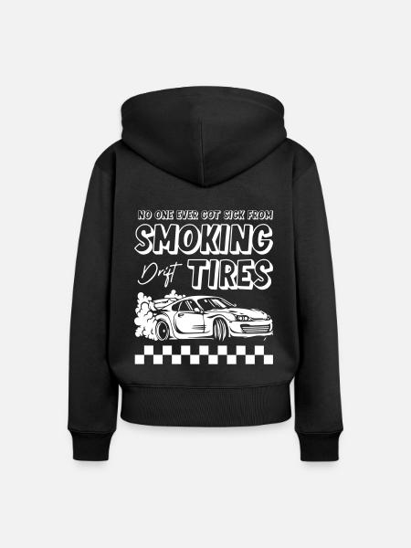 Smoking Tires Drifting - Frauen Premium Bio Zip Hoodie - Schwarz