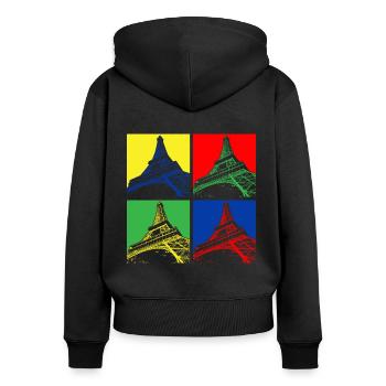 Eifelturm - Frauen Premium Bio Zip Hoodie - Schwarz - Hinten - Julia (174cm)