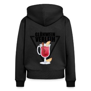 Glühwein Verleih - Frauen Premium Bio Zip Hoodie - Schwarz - Hinten - Julia (174cm)