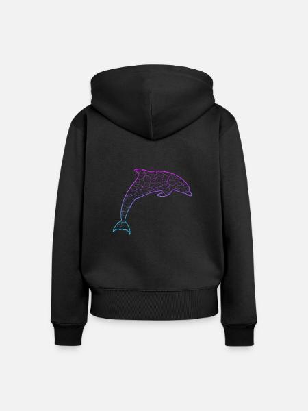 Delfin dolphin - Frauen Premium Bio Zip Hoodie - Schwarz