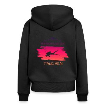 Tauchen Diving Spruch für Taucher - Frauen Premium Bio Zip Hoodie - Schwarz - Hinten - Julia (174cm)