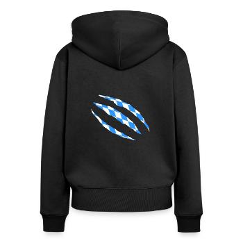Bayern - Frauen Premium Bio Zip Hoodie - Schwarz - Hinten - Julia (174cm)